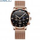 M-rose balck_Mens Watches  Luxury Chronograph Quartz Clock Waterproof Stailness Steel Sports