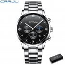 silver box_Mens Watches  Luxury Chronograph Quartz Clock Waterproof Stailness Steel Sports