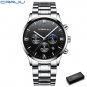 silver box_Mens Watches  Luxury Chronograph Quartz Clock Waterproof Stailness Steel Sports