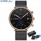 rose black BOX_Men Watch Top Luxury Chronograph Stainless Steel Mesh WristWatch Military Waterproof 