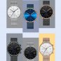 silver black_Men Watch Top Luxury Chronograph Stainless Steel Mesh WristWatch Military Waterproof Da