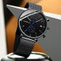 silver white_Men Watch Top Luxury Chronograph Stainless Steel Mesh WristWatch Military Waterproof Da