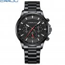 Black_Sports Chronograph Watches with Auto Date Casual Business Men's Wristwatches with Stainless St