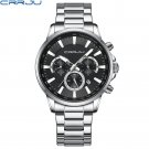 Silver black_Sports Chronograph Watches with Auto Date Casual Business Men's Wristwatches with Stain
