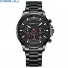 Black_Men's Watches with Stainless Steel Band Quartz Wristwatches for Man Chronograph Clock Male