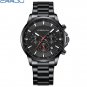 Black_Men's Watches with Stainless Steel Band Quartz Wristwatches for Man Chronograph Clock Male