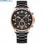 Black rose box_Men's Watches with Stainless Steel Band Quartz Wristwatches for Man Chronograph Clock