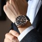 Black with box_Men's Watches with Stainless Steel Band Quartz Wristwatches for Man Chronograph Clock