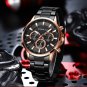 Silver black_Men's Watches with Stainless Steel Band Quartz Wristwatches for Man Chronograph Clock M