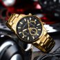 Silver black_Men's Watches with Stainless Steel Band Quartz Wristwatches for Man Chronograph Clock M