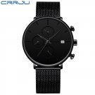 black_Minimalist Dress Mens Watches  Luxury Waterproof Sport Watch Men 3-Sub Dial Quartz Watch Casua