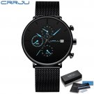 blue box_Minimalist Dress Mens Watches  Luxury Waterproof Sport Watch Men 3-Sub Dial Quartz Watch Ca