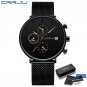 yellow box_Minimalist Dress Mens Watches Luxury Waterproof Sport Watch Men 3-Sub Dial Quartz Watch