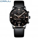 gold leather_Men Watch Business Casual Multifunctional Chronograph Quartz WristWatch Clock