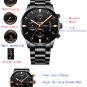 gold leather_Men Watch Business Casual Multifunctional Chronograph Quartz WristWatch Clock