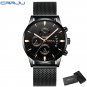 gold mesh box_Men Watch Business Casual Multifunctional Chronograph Quartz WristWatch Clock