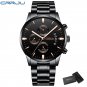 gold steel box_Men Watch Business Casual Multifunctional Chronograph Quartz WristWatch Clock