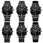 silver leather_Men Watch Business Casual Multifunctional Chronograph Quartz WristWatch Clock