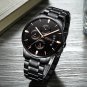 silver leather_Men Watch Business Casual Multifunctional Chronograph Quartz WristWatch Clock