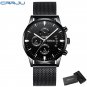 silver mesh box_Men Watch Business Casual Multifunctional Chronograph Quartz WristWatch Clock