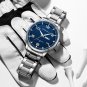 Silver blue_Men's Watches Stainless Steel Band Quartz Wristwatches with Luminous Hands