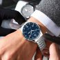 Silver box_Men's Watches Stainless Steel Band Quartz Wristwatches with Luminous Hands