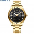 Gold black_Men's Watches  Luxury Stainless Steel Band Quartz Wristwatches with Auto Date Design