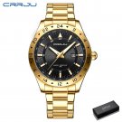 Gold black box_Men's Watches  Luxury Stainless Steel Band Quartz Wristwatches with Auto Date Design