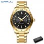 Gold black box_Men's Watches  Luxury Stainless Steel Band Quartz Wristwatches with Auto Date Design