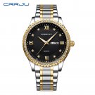 Gold black_Business Men Luxury Watches Stainless Steel Quartz Wrsitwatches Male Auto Date Clock with