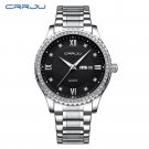 Silver black_Business Men Luxury Watches Stainless Steel Quartz Wrsitwatches Male Auto Date Clock wi