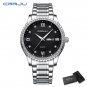 Silver black box_Business Men Luxury Watches Stainless Steel Quartz Wrsitwatches Male Auto Date Cloc