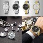 Gold_Watch for Men Simple Quartz Wristwatches With Luxurious Sparkling Rhinestone Dial Stainless Ste