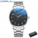 Silver black box_Watch for Men  Luxury Waterproof Quartz Wristwatch with Date Stainless Steel Mens W