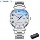 Silver box_Watch for Men  Luxury Waterproof Quartz Wristwatch with Date Stainless Steel Mens Watches