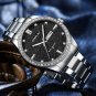 Gold black_Business Men Watches Stainless Steel Quartz Wrsitwatches Auto Date Clock with Luminous Ha
