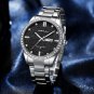 Gold black_Luxury Rhinestones Dial Watches with Stainless Steel Band Wristwatch with Auto Date and L