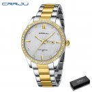 Gold box_Luxury Rhinestones Dial Watches with Stainless Steel Band Wristwatch with Auto Date and Lum