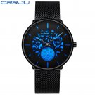 Blue_Men Watch Casual Waterproof Mesh Strap Quartz WristWatch Unique Retro Cool Dress