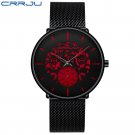 red_Men Watch Casual Waterproof Mesh Strap Quartz WristWatch Unique Retro Cool Dress