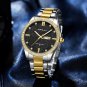 Gold_Men Watch Moissanite Diamond Golden Dial Watches with Stainless Steel Band with Luminous