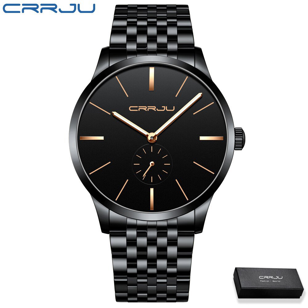 Black Rose box_Men Watch Luxury Stainless Steel Quartz Wristwatch Casual Sport Waterproof Clock