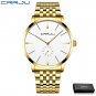 Gold White box_Men Watch Luxury Stainless Steel Quartz Wristwatch Casual Sport Waterproof Clock
