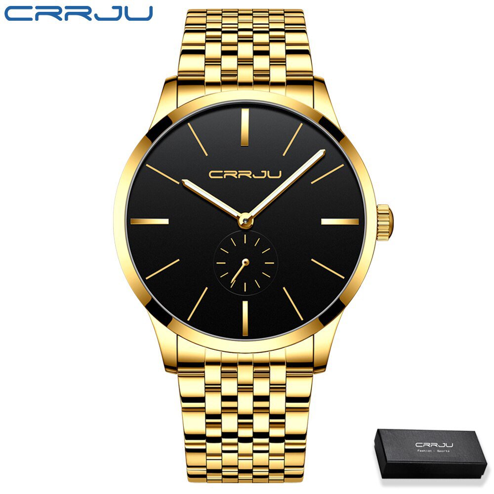 Rose Black box_Men Watch Luxury Stainless Steel Quartz Wristwatch Casual Sport Waterproof Clock
