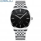Silver Black_Men Watch Luxury Stainless Steel Quartz Wristwatch Casual Sport Waterproof Clock