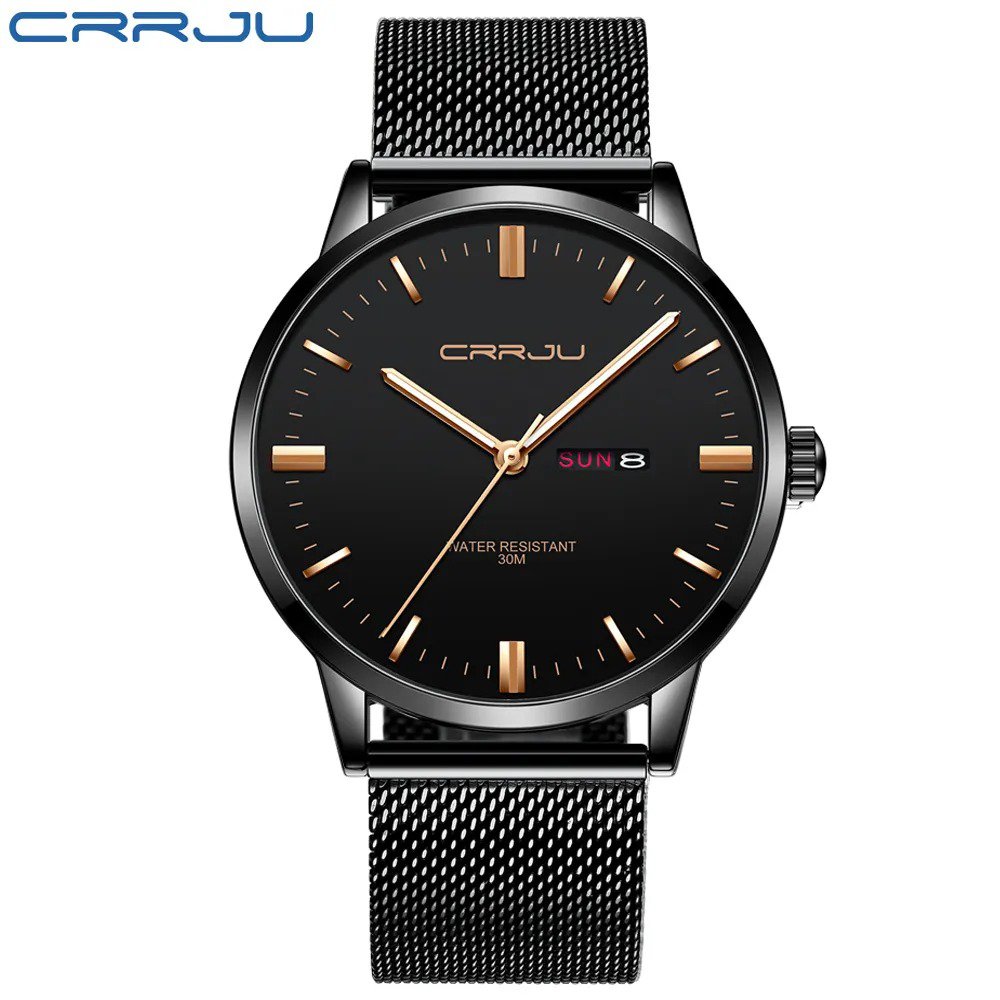 black rose_Men Watch Thin Quartz Waterproof Wristwatch Classic Business Casual Clock with Date Displ