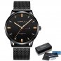 black rose-BOX_Men Watch Thin Quartz Waterproof Wristwatch Classic Business Casual Clock with Date D