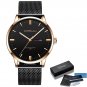 rose black-BOX_Men Watch Thin Quartz Waterproof Wristwatch Classic Business Casual Clock with Date D