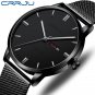silver blue_Men Watch Thin Quartz Waterproof Wristwatch Classic Business Casual Clock with Date Disp