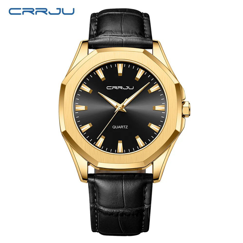 Gold black_Men Watch Unique Quartz Wrist Watches for Men with Luminous Hands